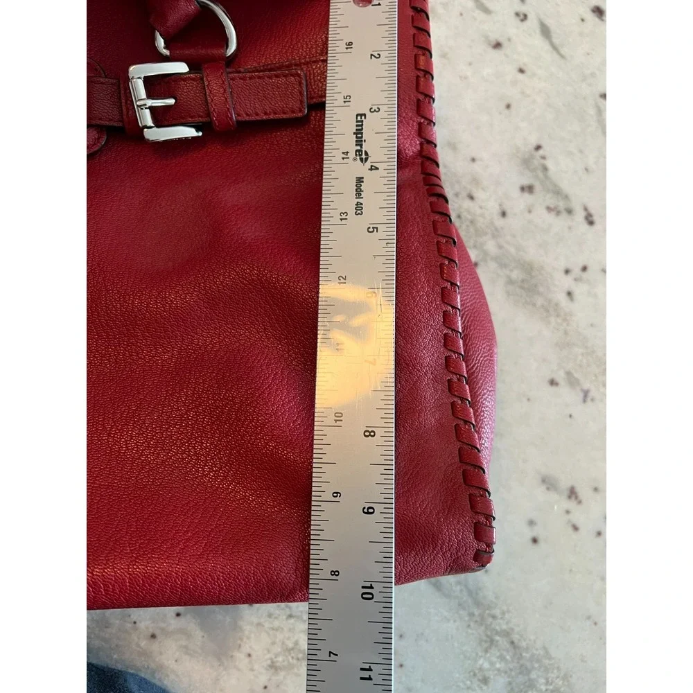 Michael Kors Hamilton Whipped Tote Satchel Red Leather Purse Bag Handbag